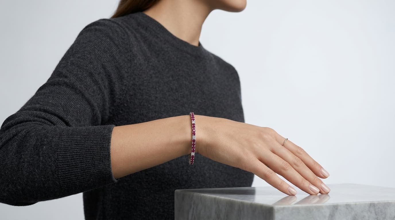 Ruby Red and White Tennis Bracelet