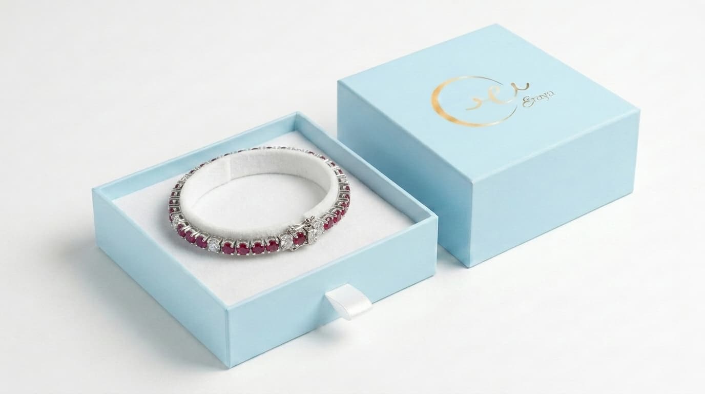 Ruby Red and White Tennis Bracelet alternate view