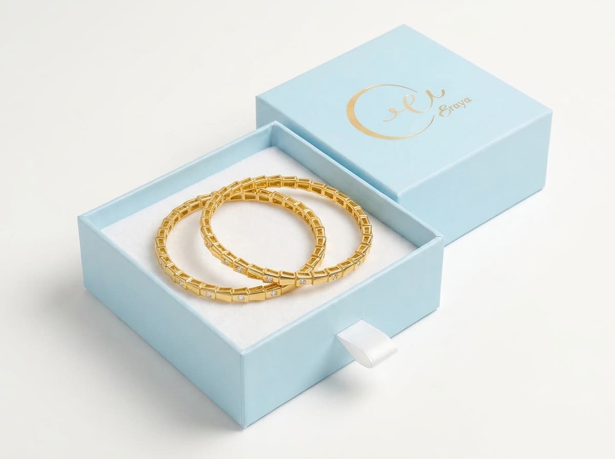Slim Gold Stone Bangles Set - Pair thumbnail 4