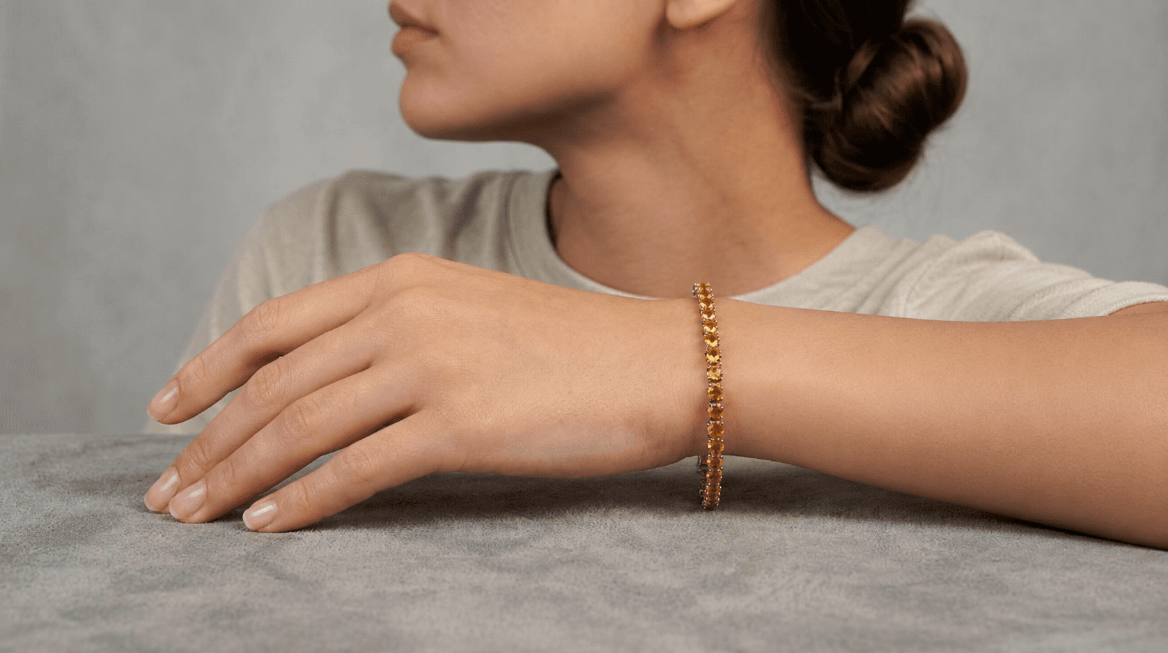 Yellow Round Cut Diamond Tennis Bracelet