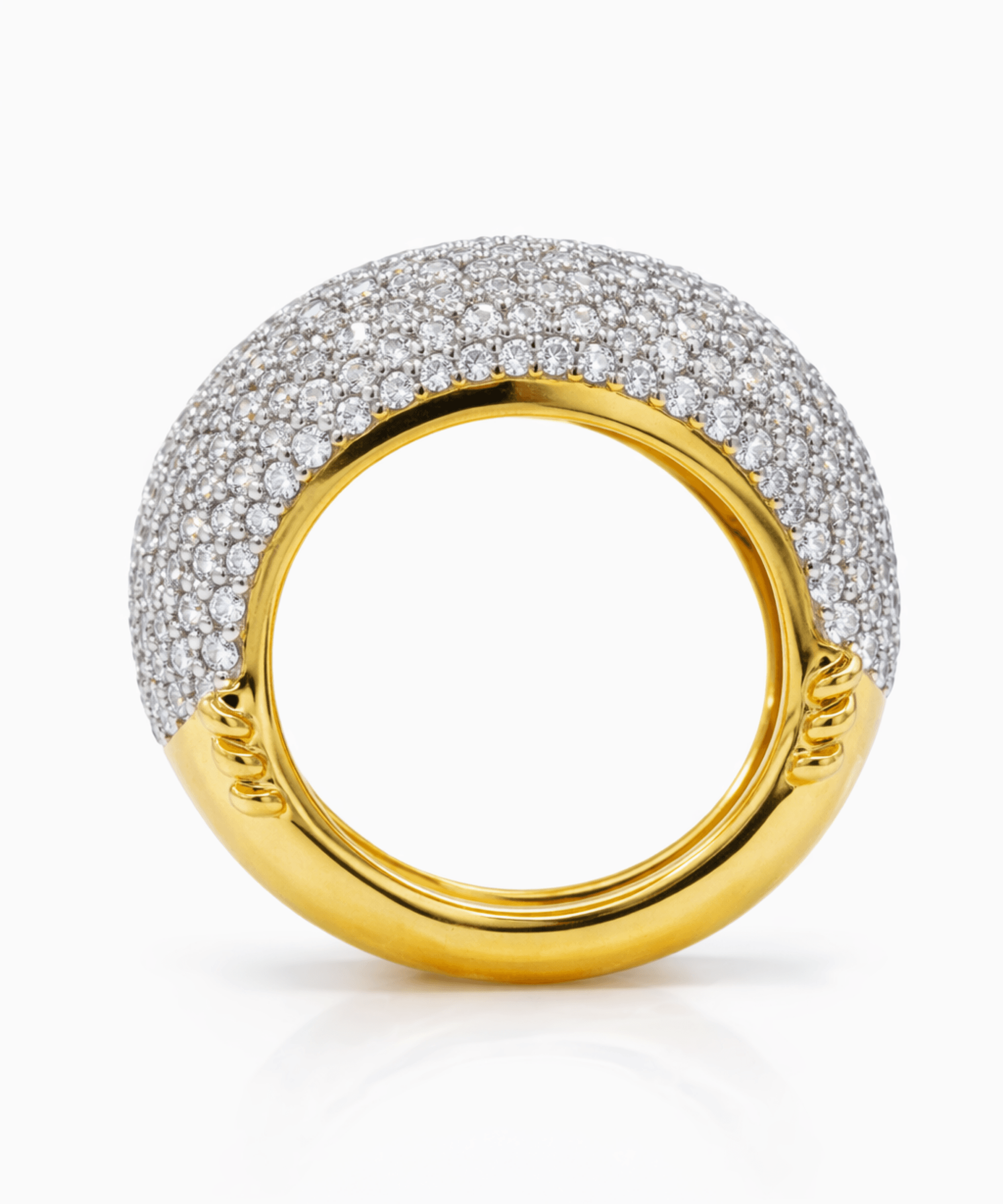 Golden Pave Dome Statement Ring thumbnail 3
