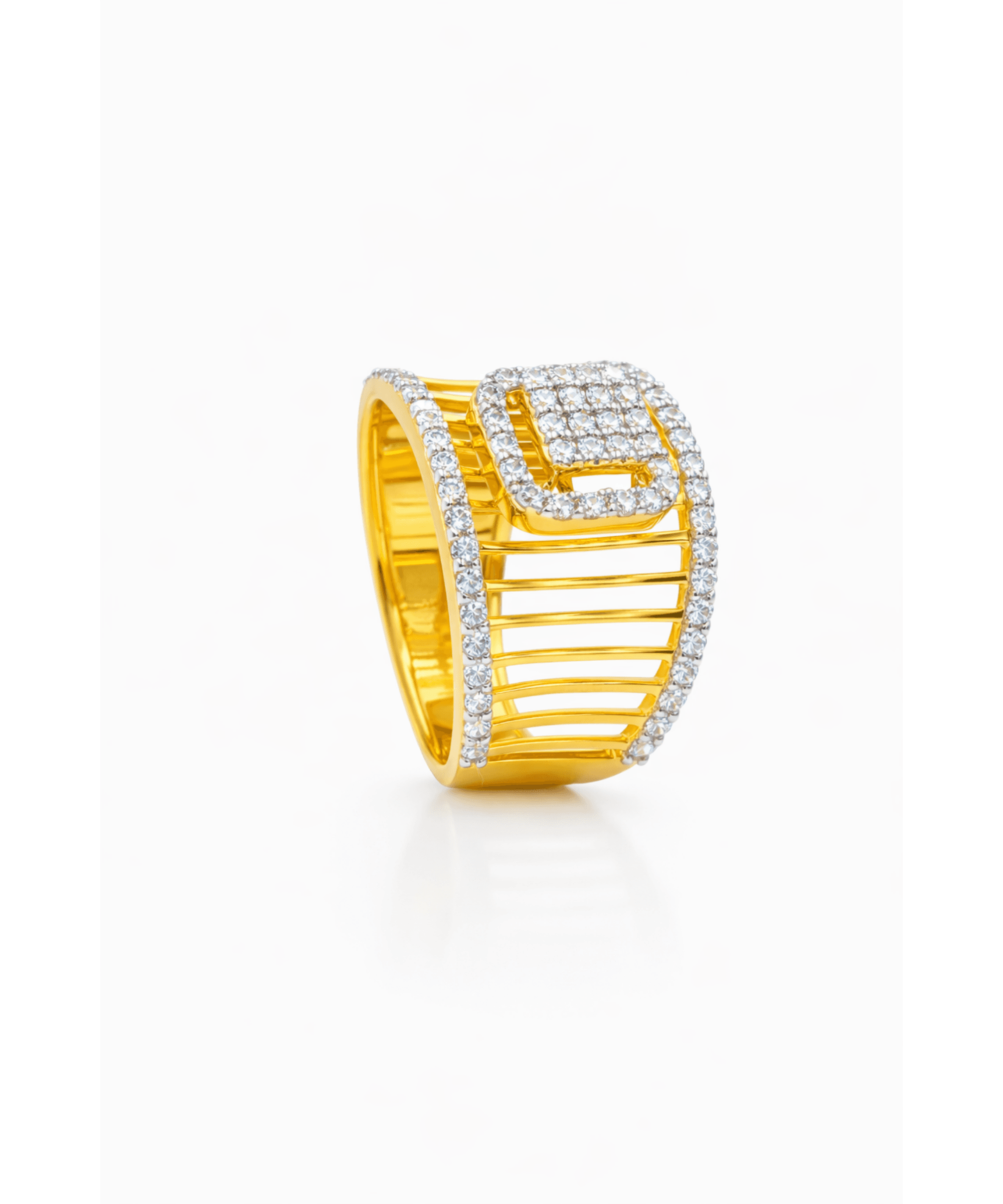 Golden Regal Embellished Frame Ring thumbnail 3