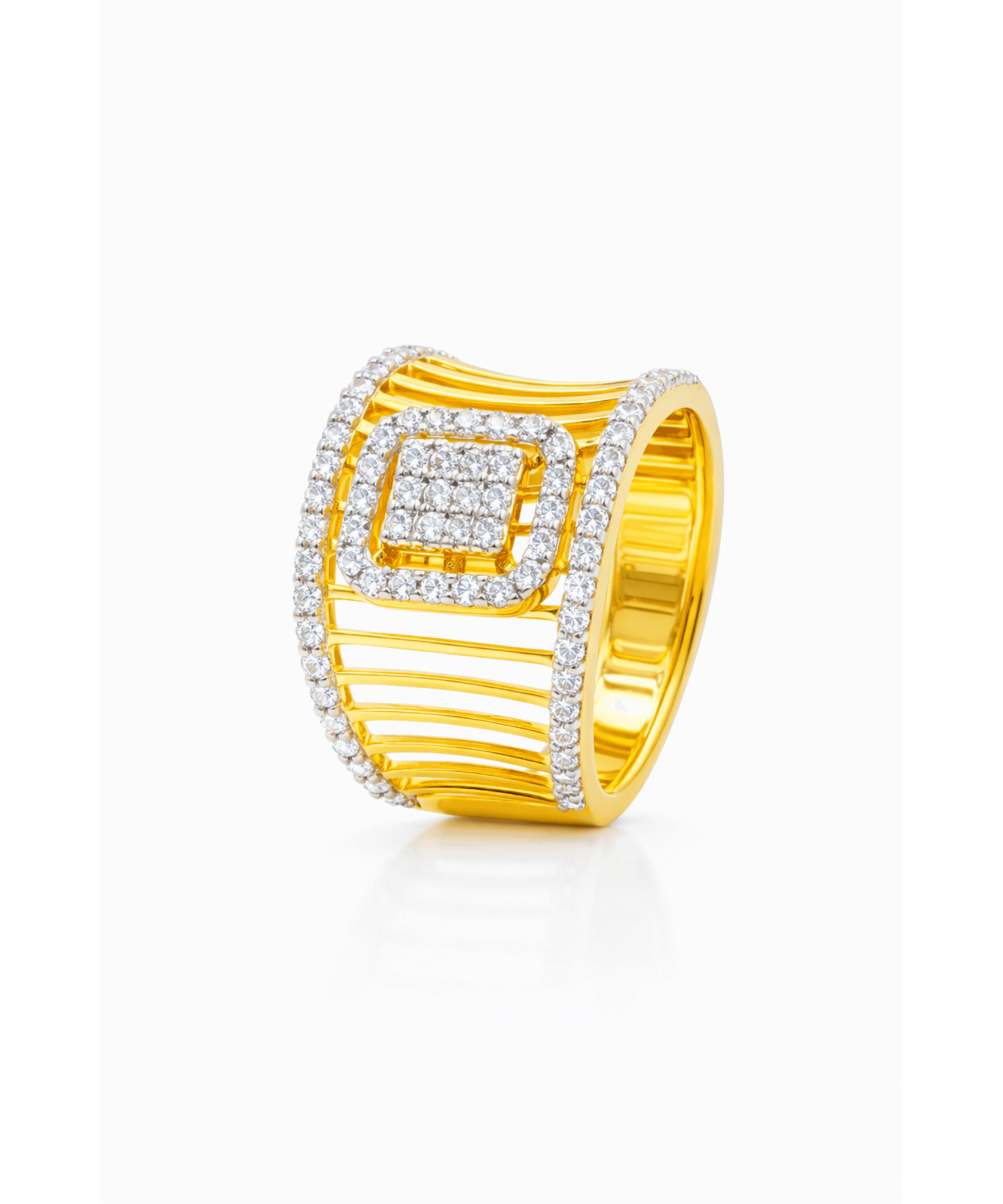 Golden Regal Embellished Frame Ring thumbnail 4