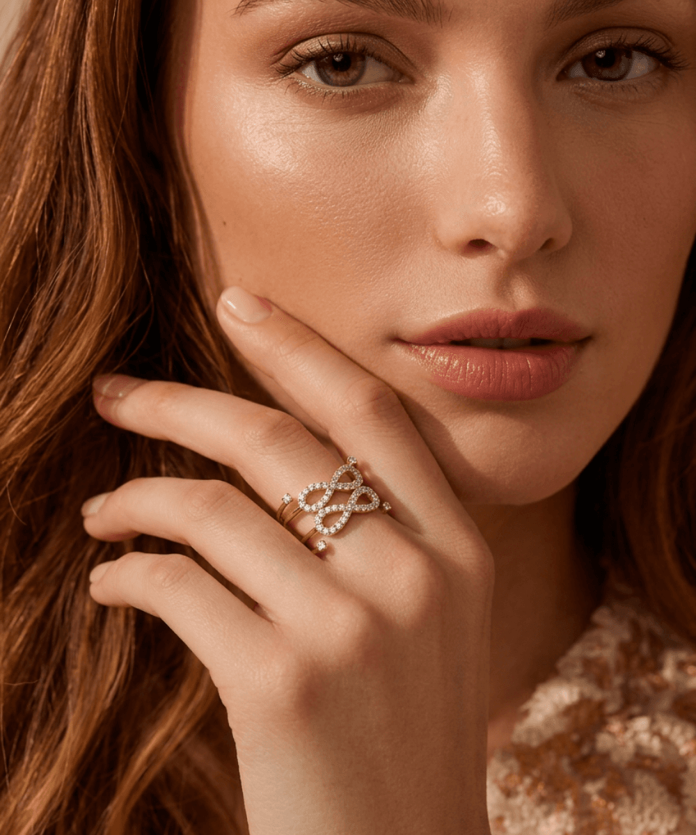 Golden Twin Infinity Wrap Ring thumbnail 2