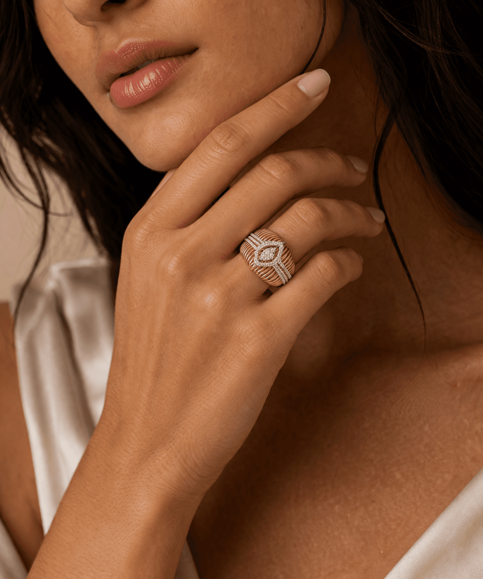 Marquise Halo Wire Statement Ring thumbnail 2