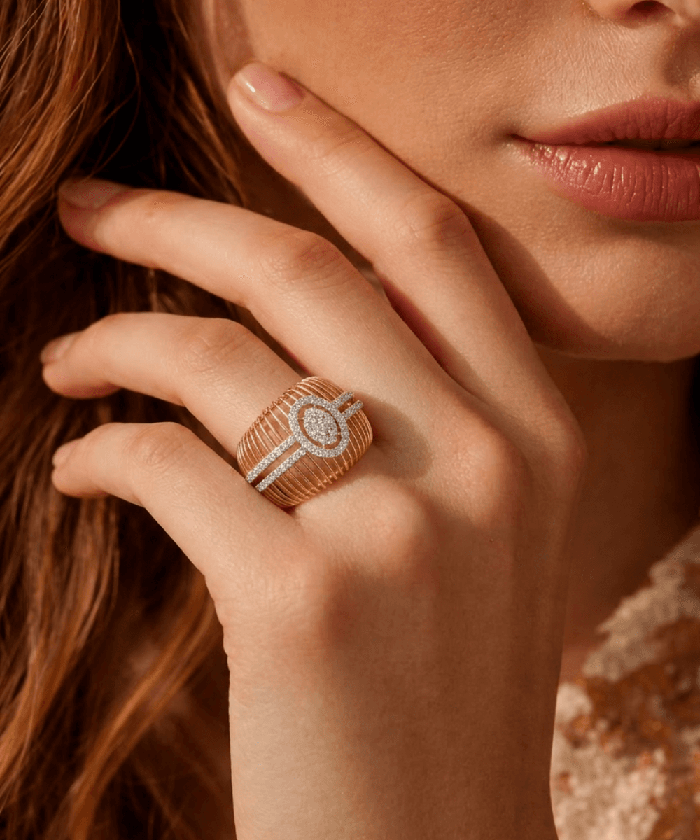 Oval Halo Wire Statement Ring thumbnail 2