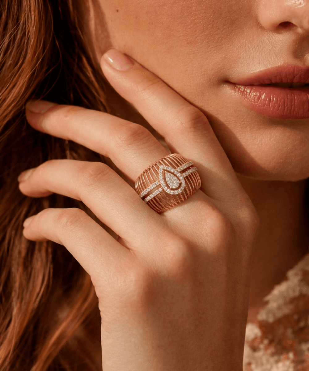 Pear Halo Wire Statement Ring thumbnail 2