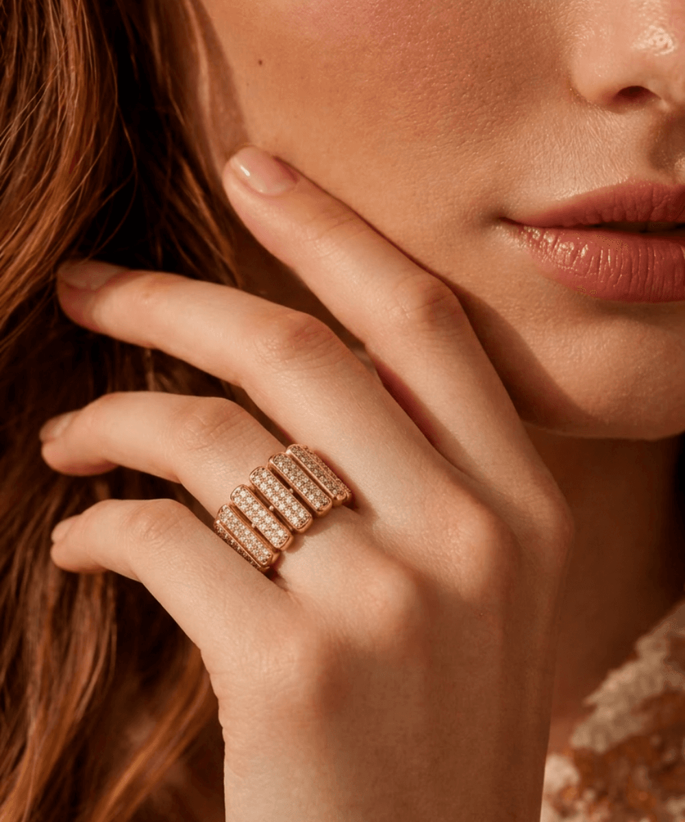 Ribbed Pave Spiral Ring thumbnail 2