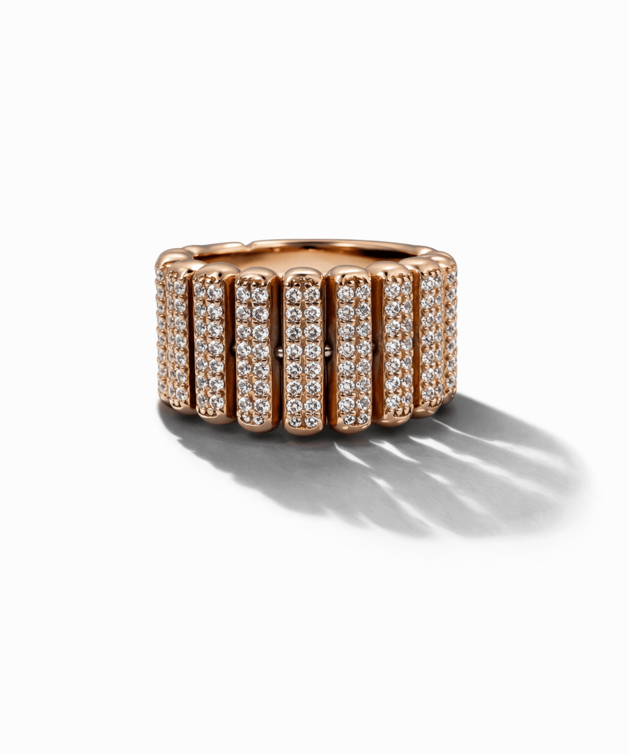 Ribbed Pave Spiral Ring alternate view