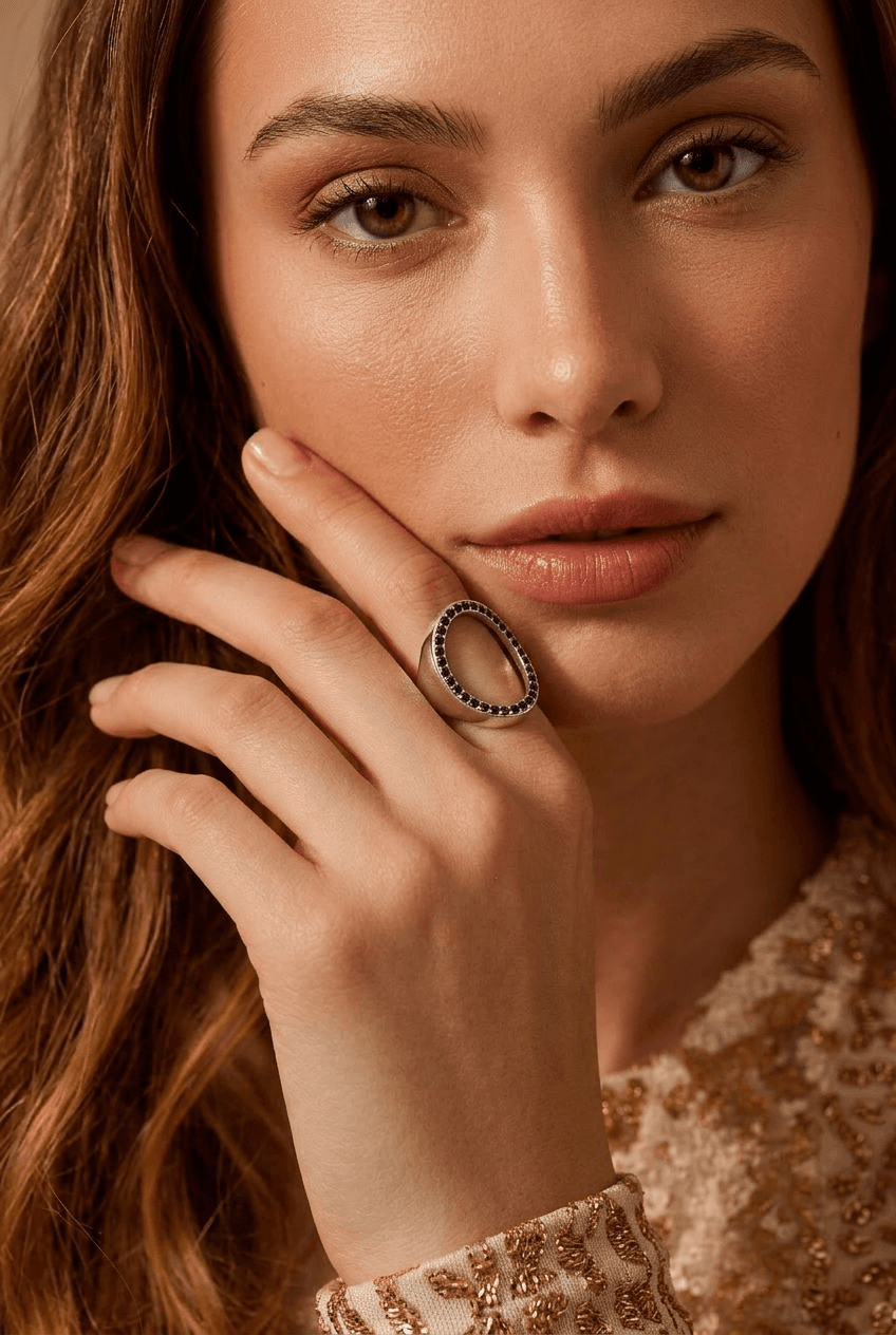 Silver Dual Halo Statement Ring thumbnail 2