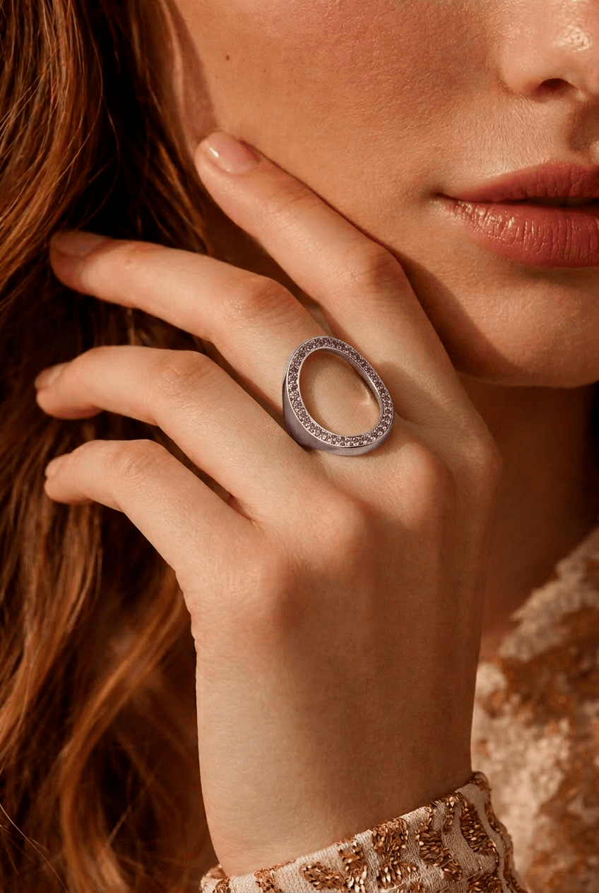Silver Dual Halo Statement Ring thumbnail 4