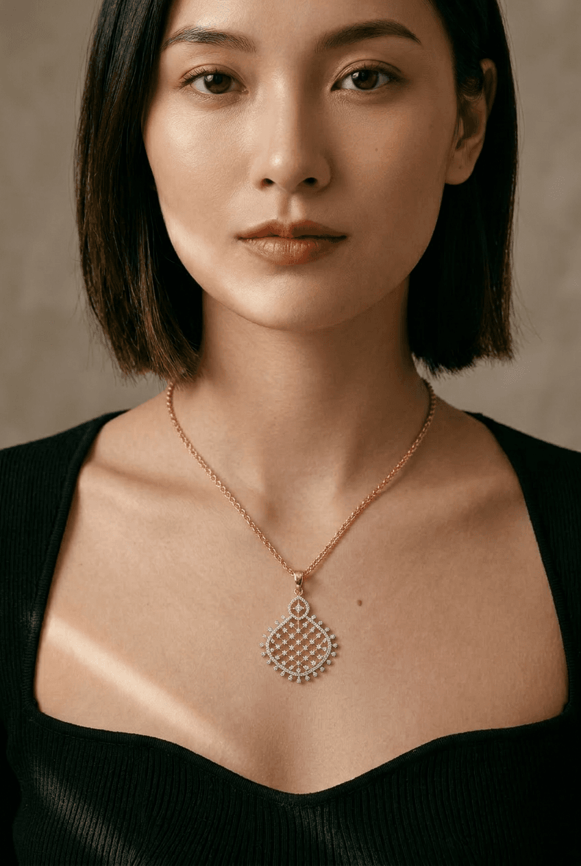 Golden Lattice Drop Pendant thumbnail 2