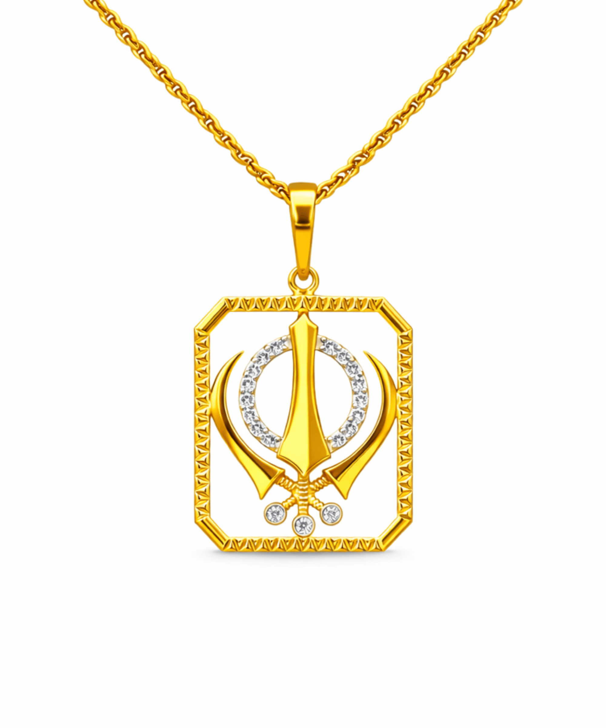 Golden Khanda Frame Pendant