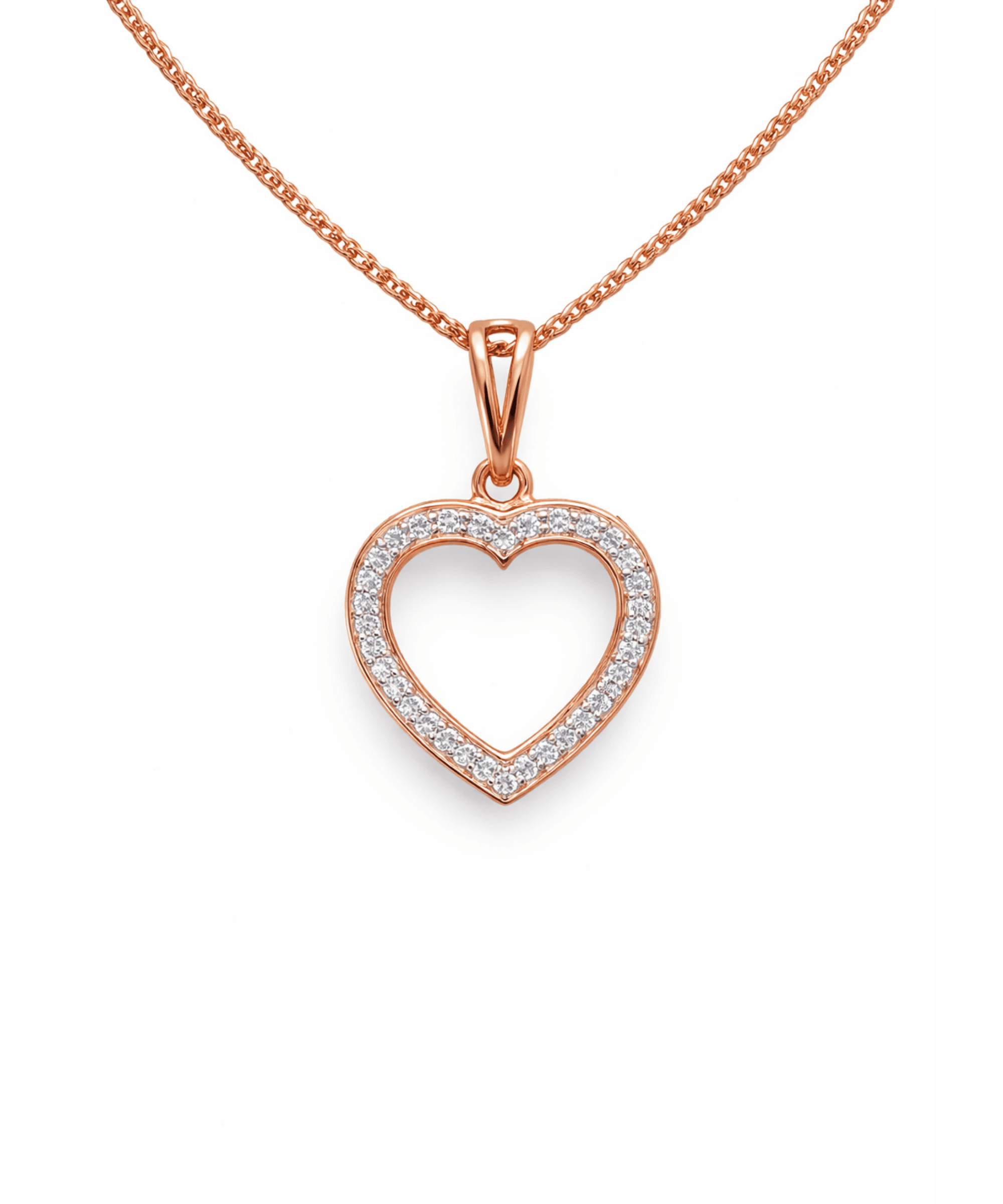 Rose Gold Heart Outline Pendant