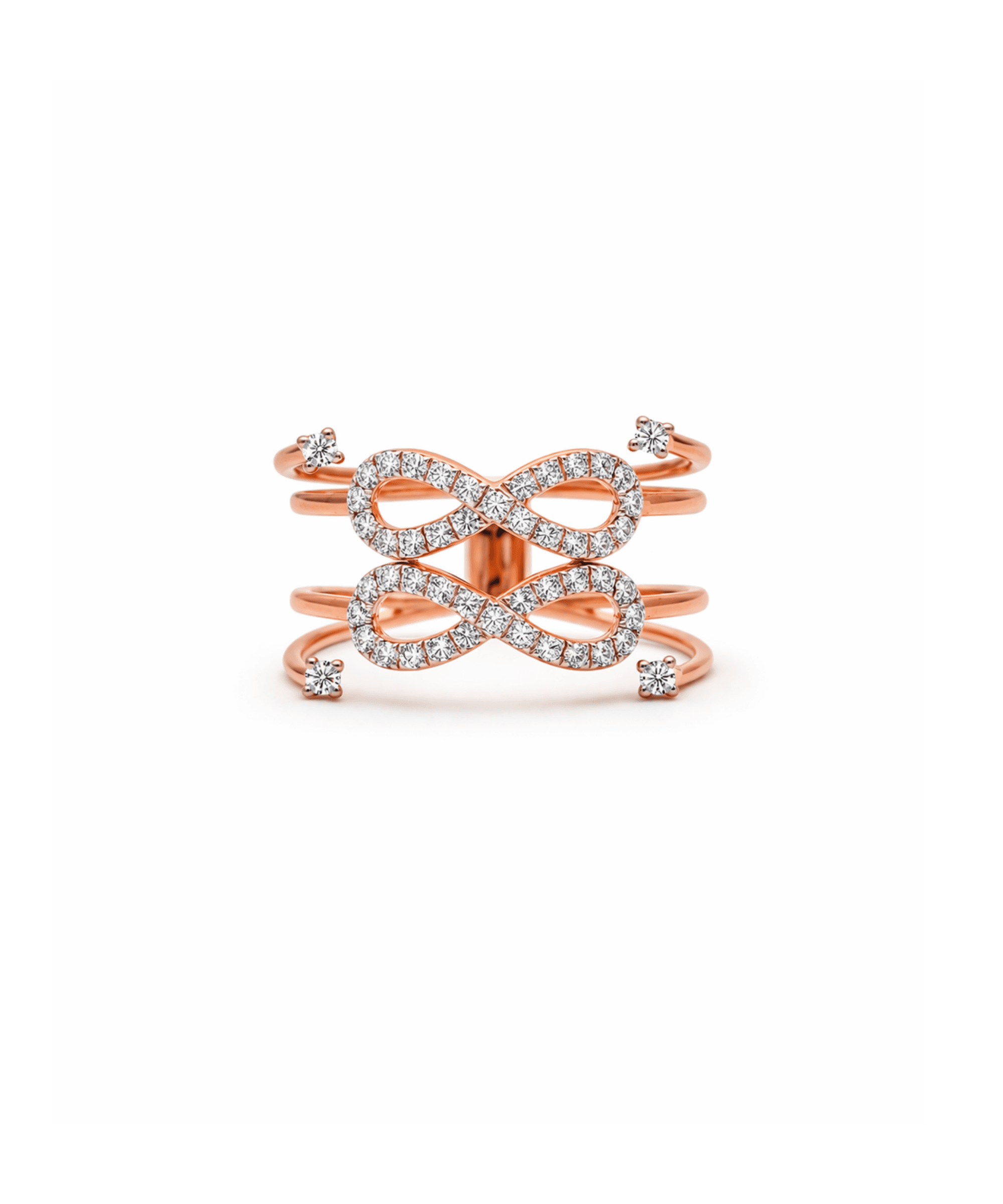 Golden Twin Infinity Wrap Ring alternate view