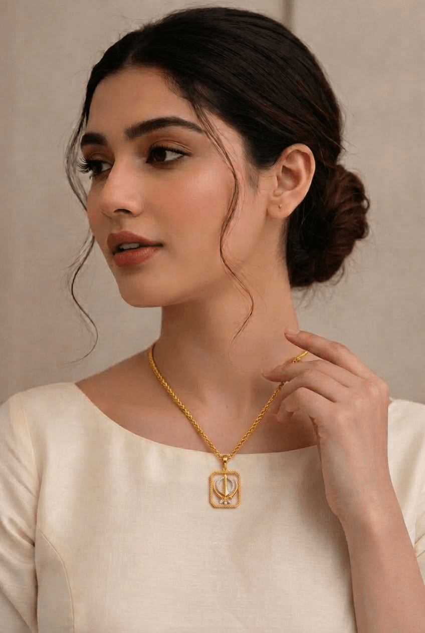 Golden Khanda Frame Pendant thumbnail 2