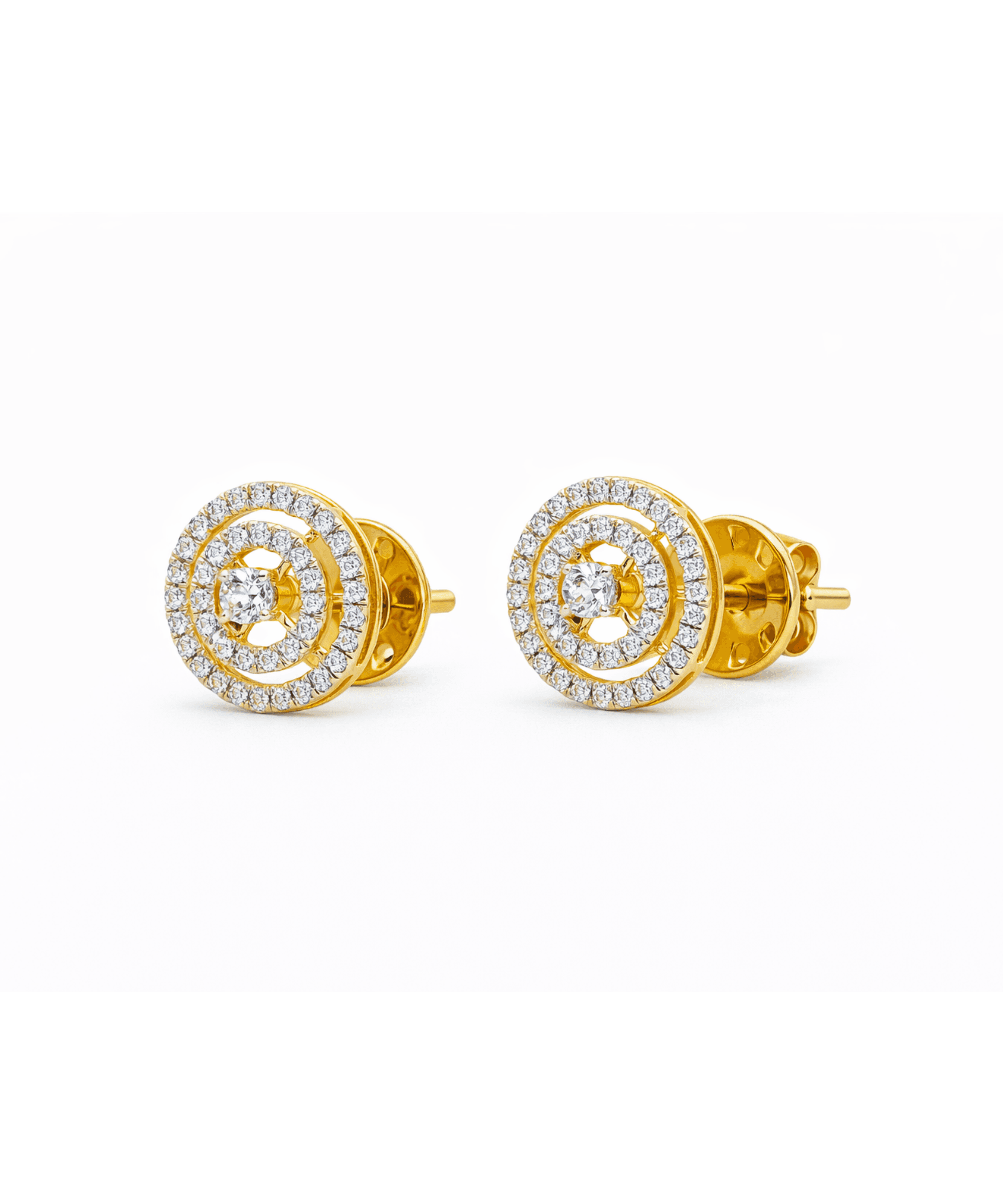 Diamond Halo Circle Stud Earrings