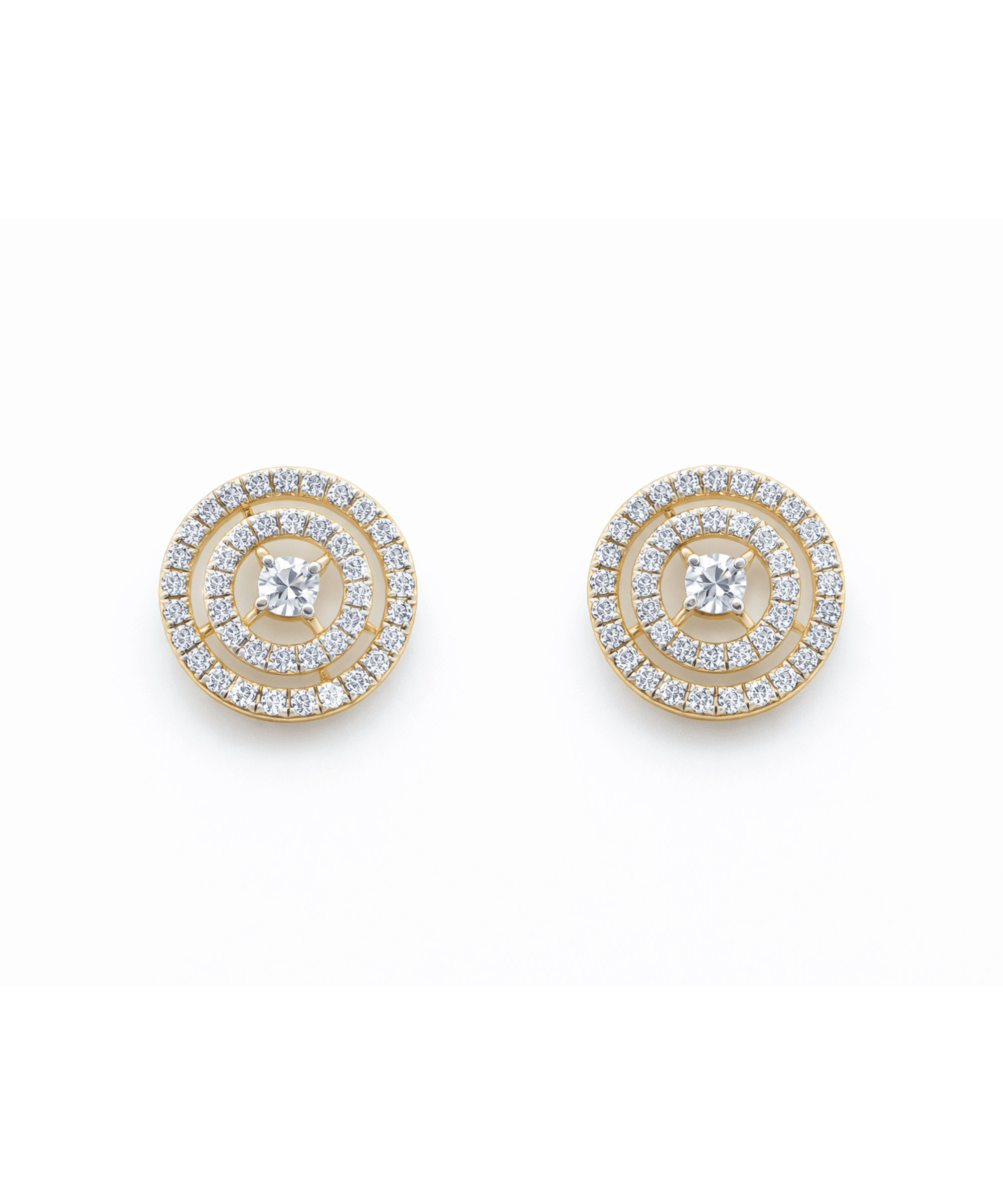 Diamond Halo Circle Stud Earrings alternate view