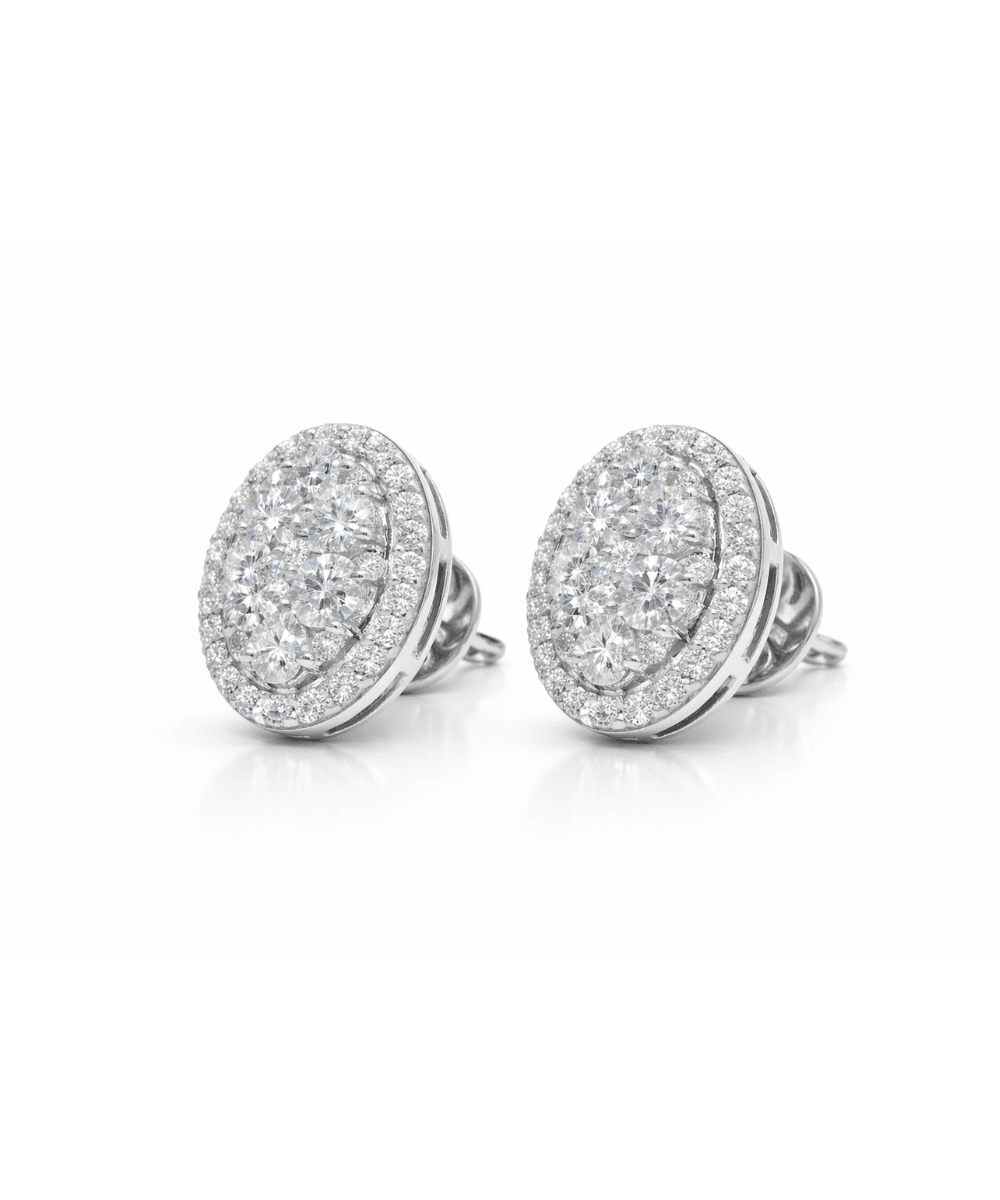 Diamond Oval Stud Earrings alternate view