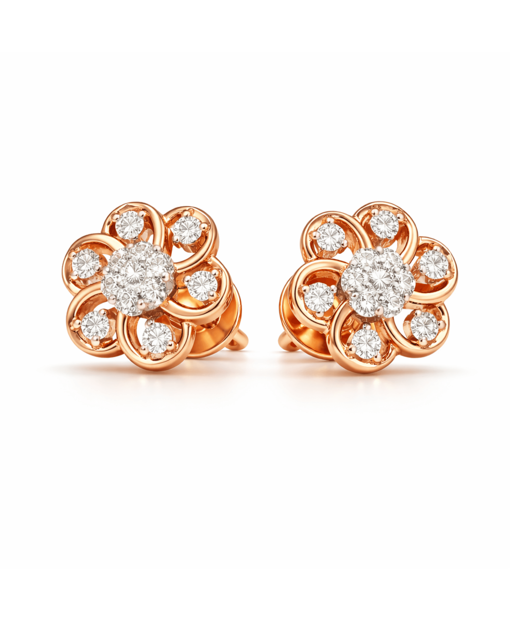 Floral Diamond Stud Earrings
