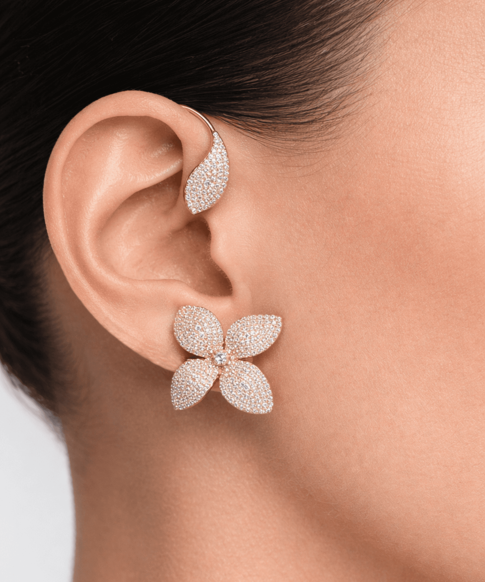 Floral Ear Cuff and Stud Earring Set alternate view