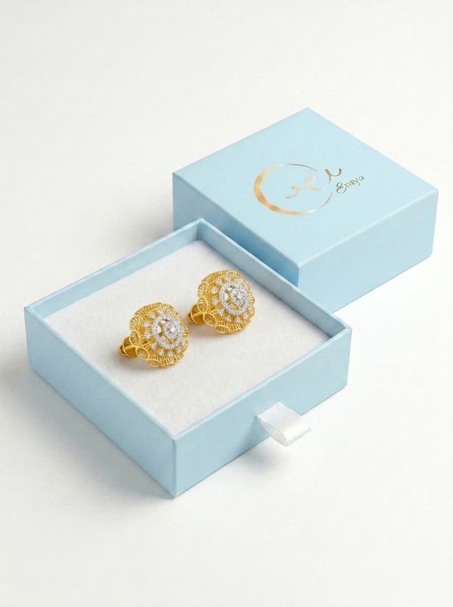 Floral Filigree Stud Earrings thumbnail 3