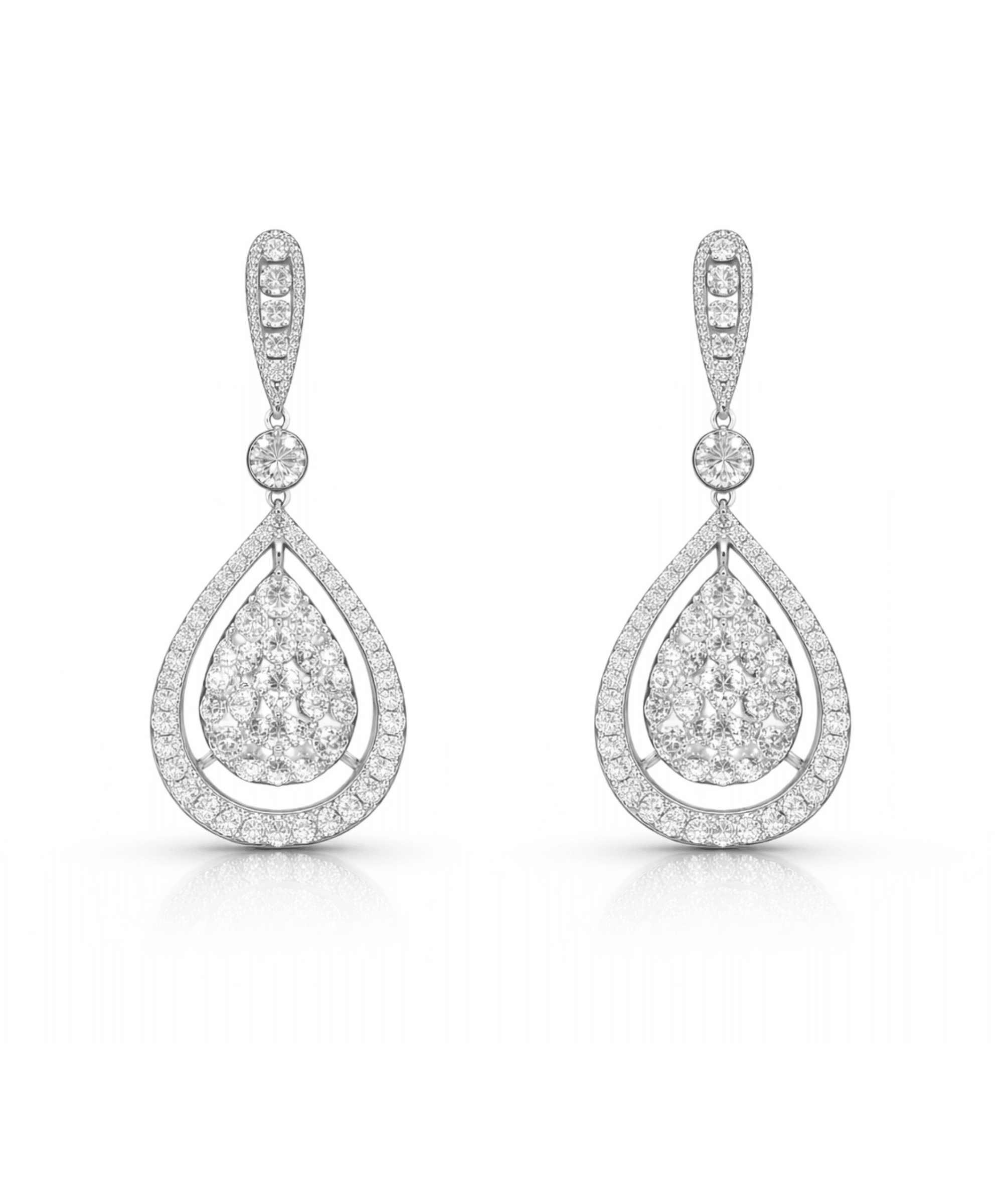 Pear Halo Drop Earrings alternate view