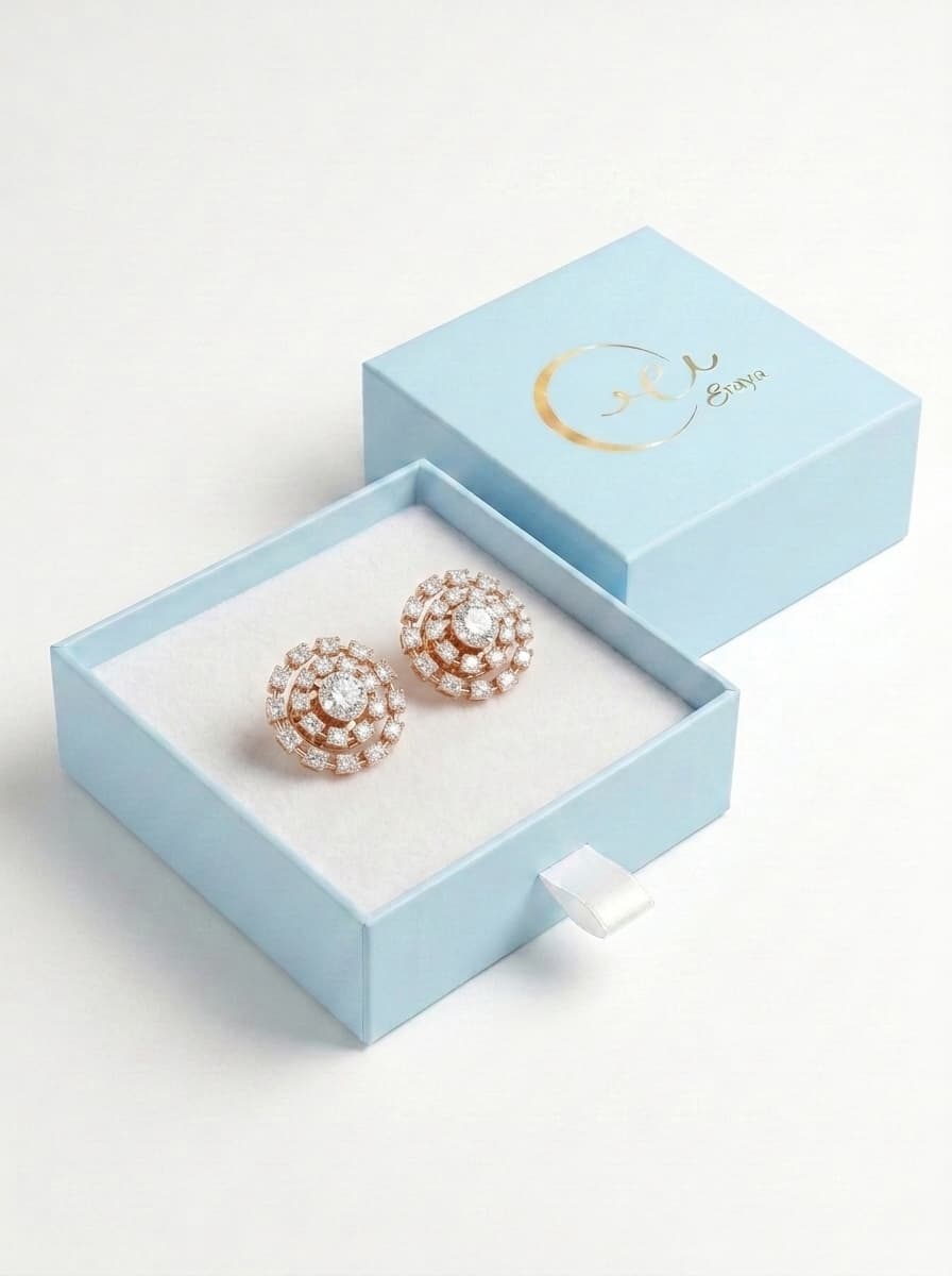 Radiant Spiral Halo Stud Earrings thumbnail 3