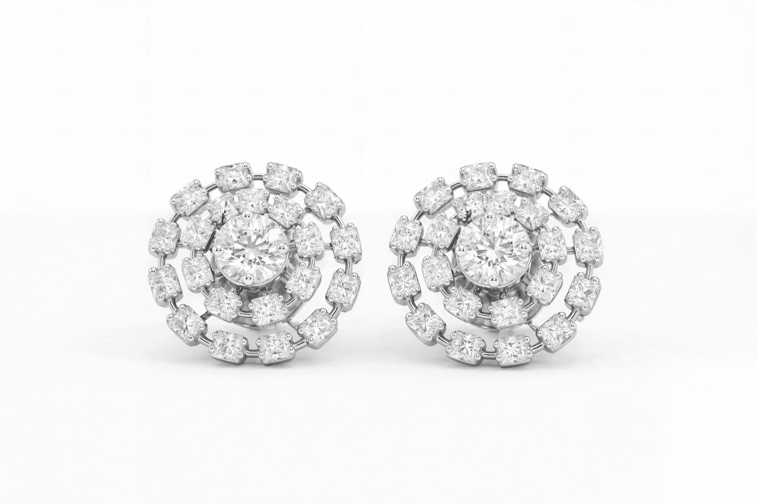 Radiant Spiral Halo Stud Earrings alternate view