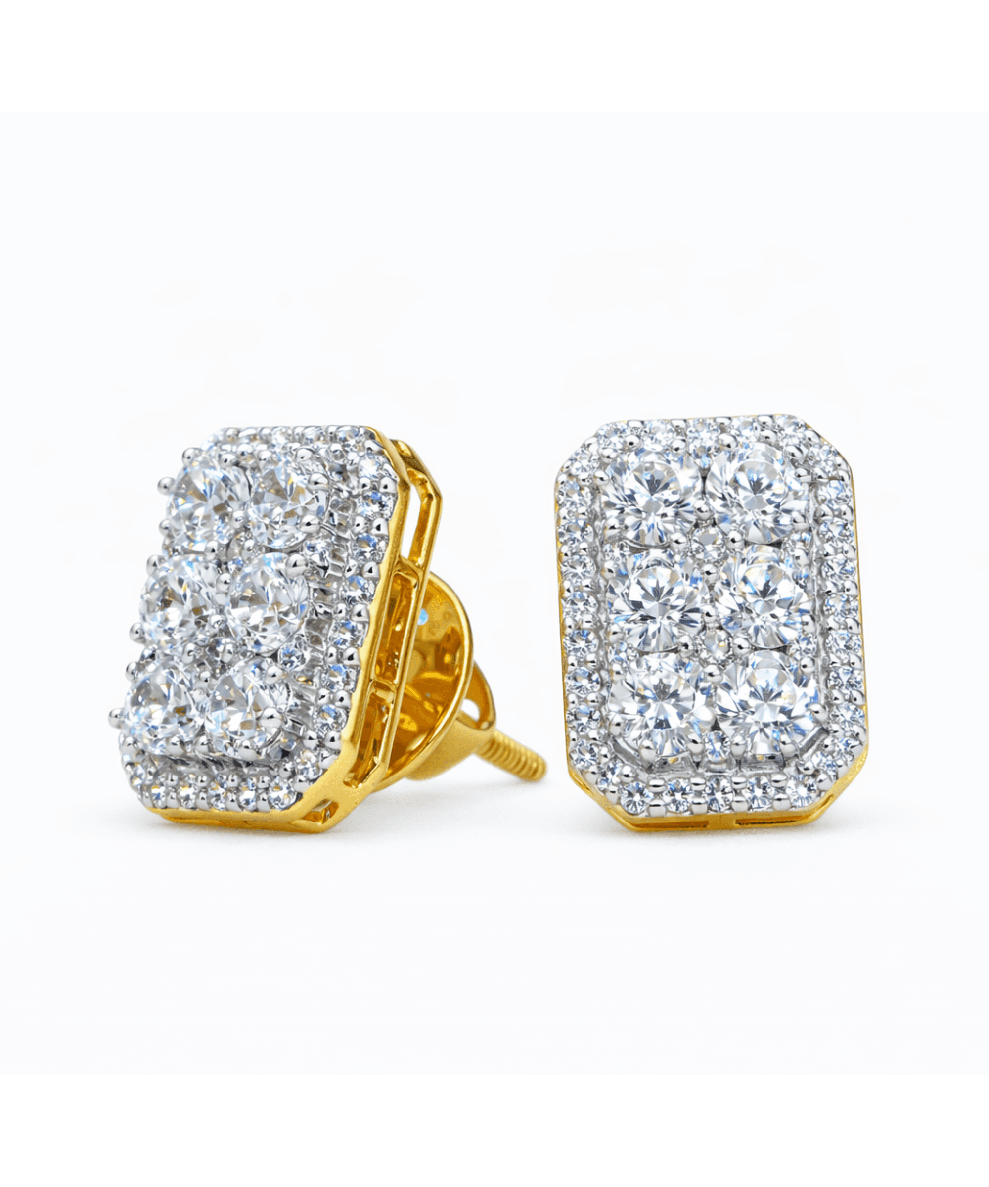 Rectangle Halo Stud Earrings