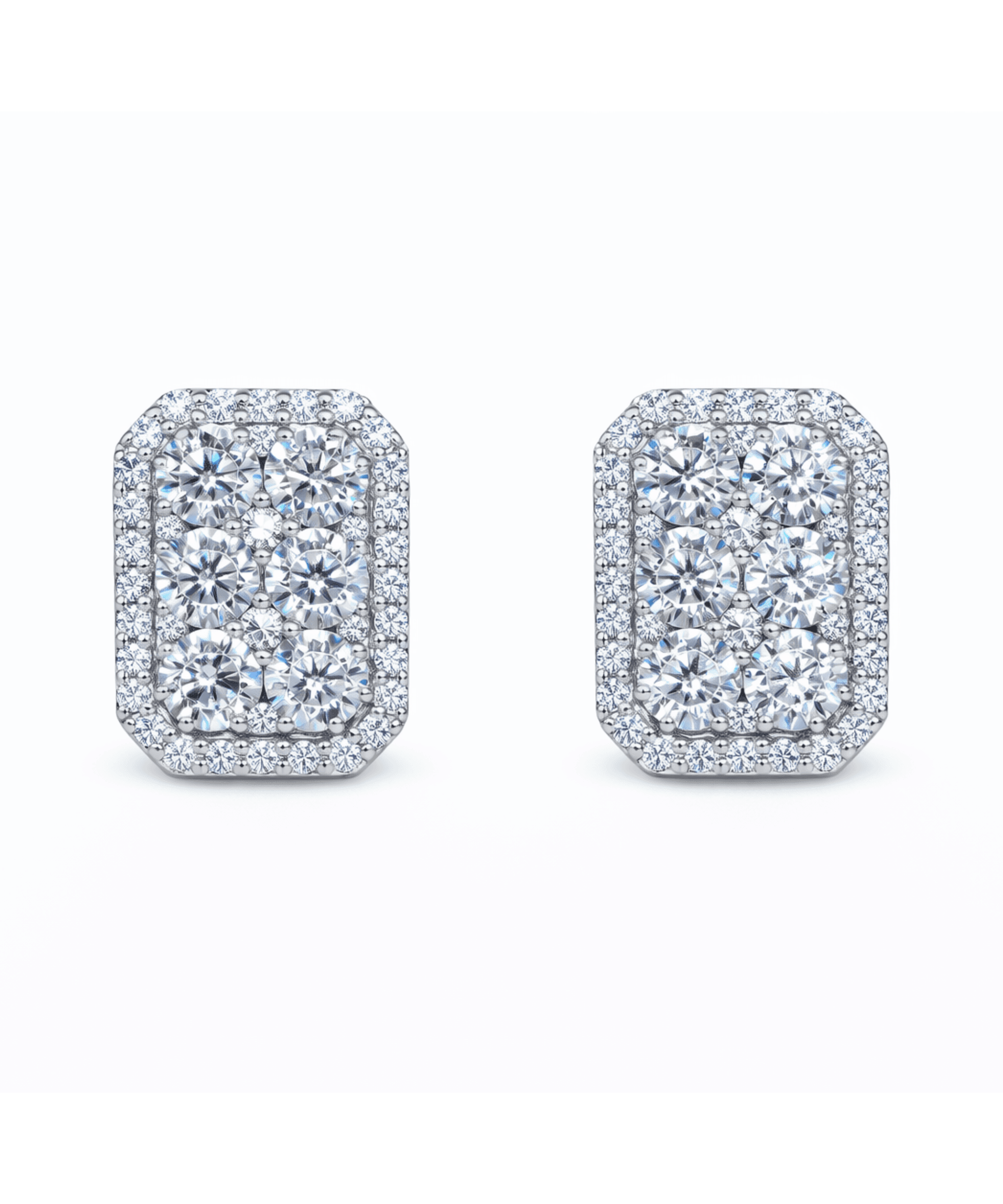 Rectangle Halo Stud Earrings thumbnail 4