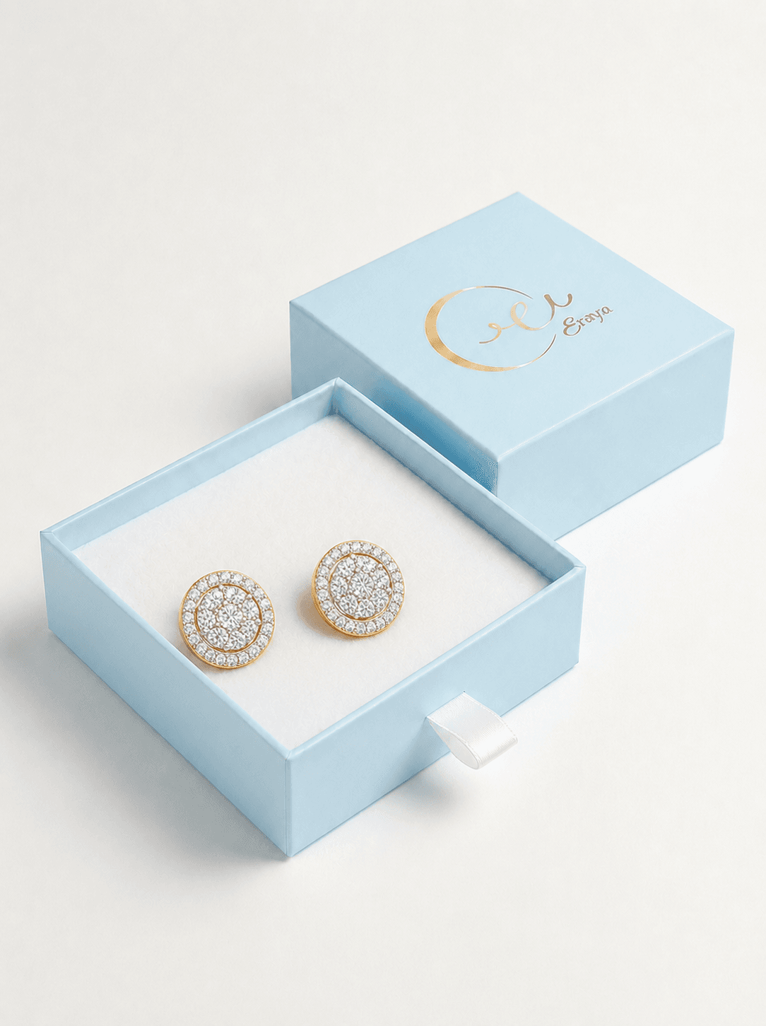 Round Pave Stud Earrings thumbnail 5