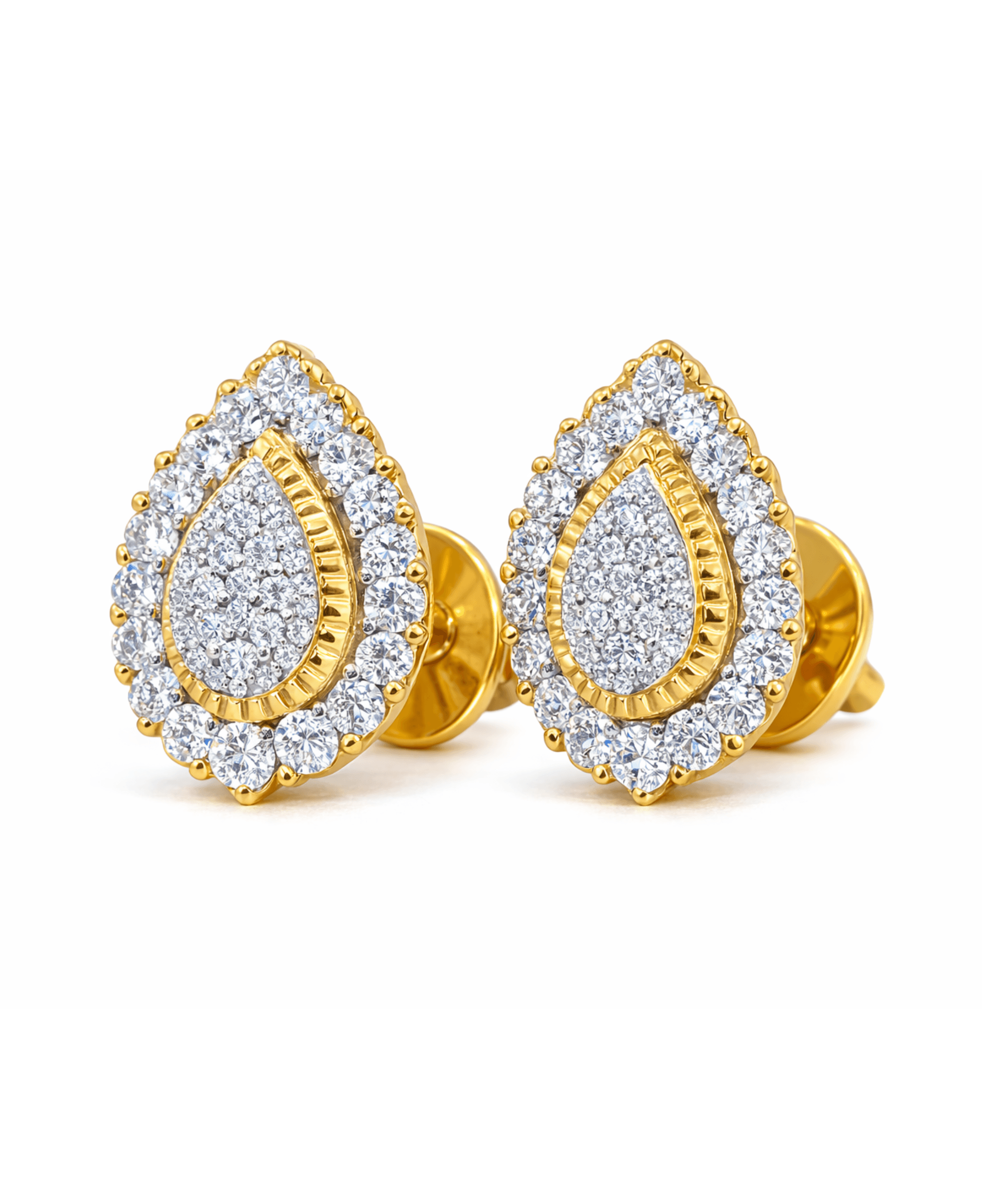 Teardrop Halo Stud Earrings