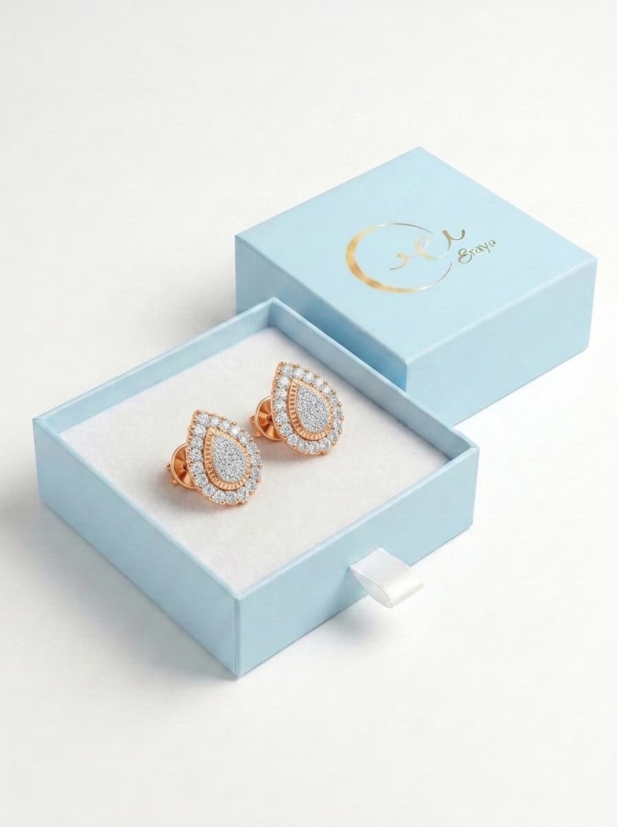 Teardrop Halo Stud Earrings thumbnail 5