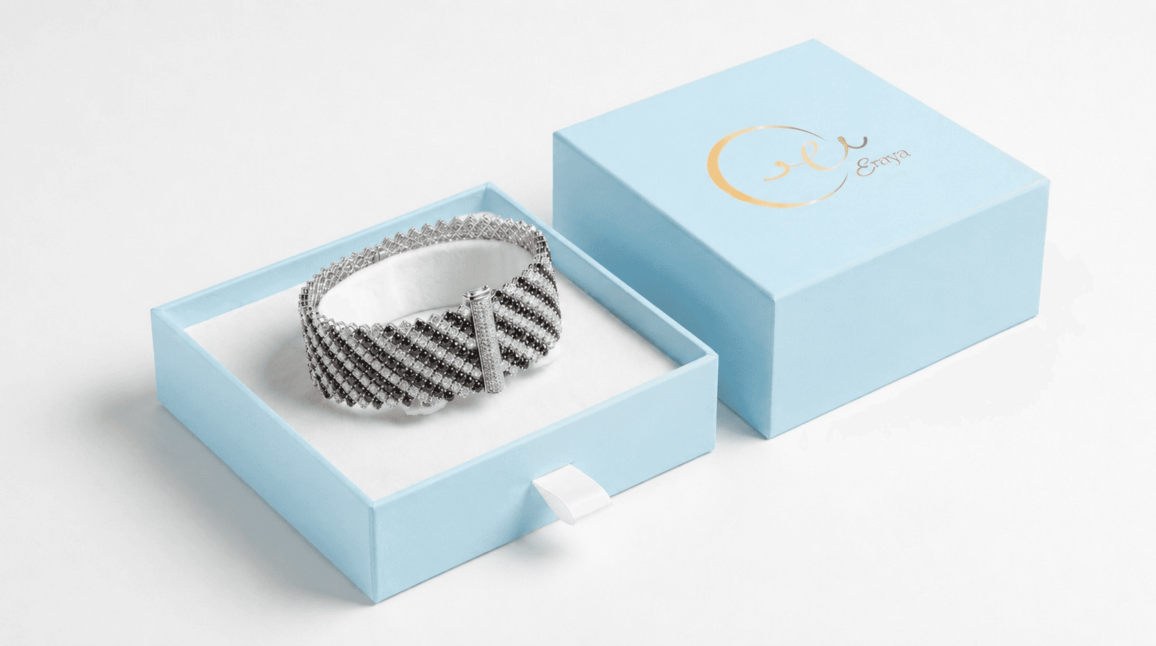 Black and White Multi Row Diamond Bracelet alternate view