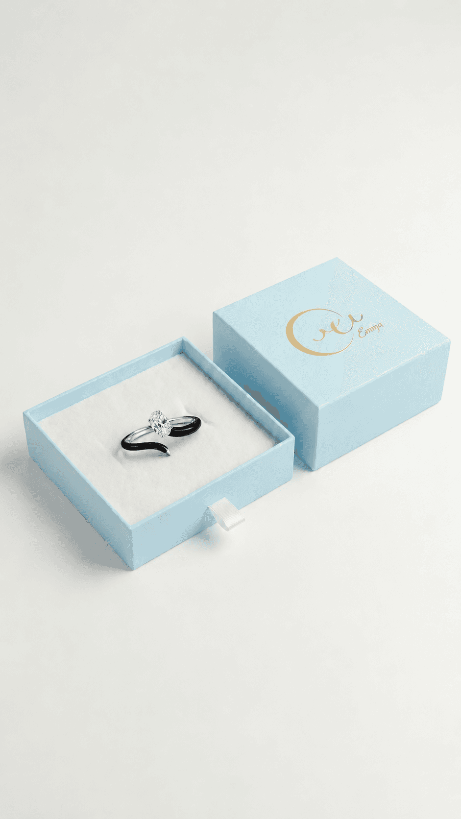Enamel Oval Solitaire Open Ring thumbnail 4