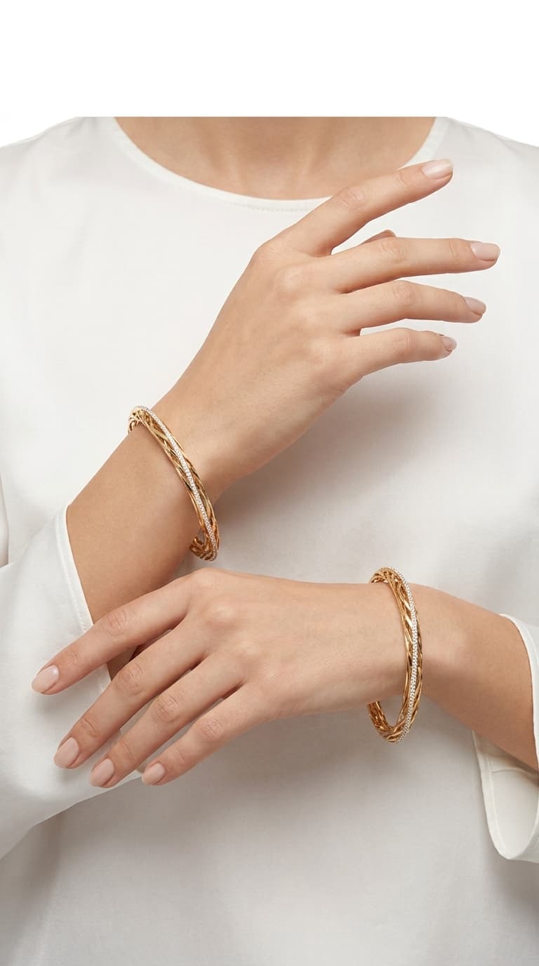 Braided Elegance Zircon Bangles - Single thumbnail 3