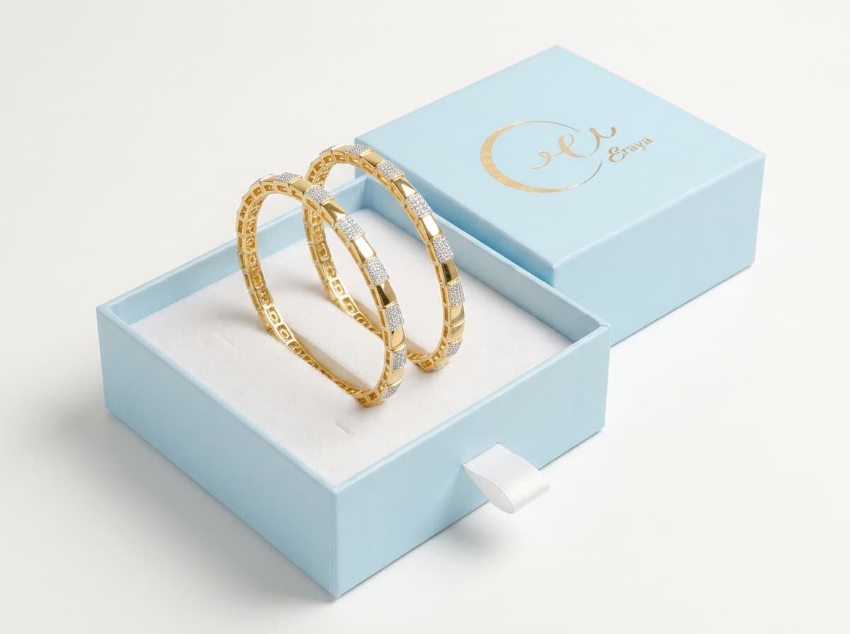 Chevron Gold Bangles Set - Pair thumbnail 3