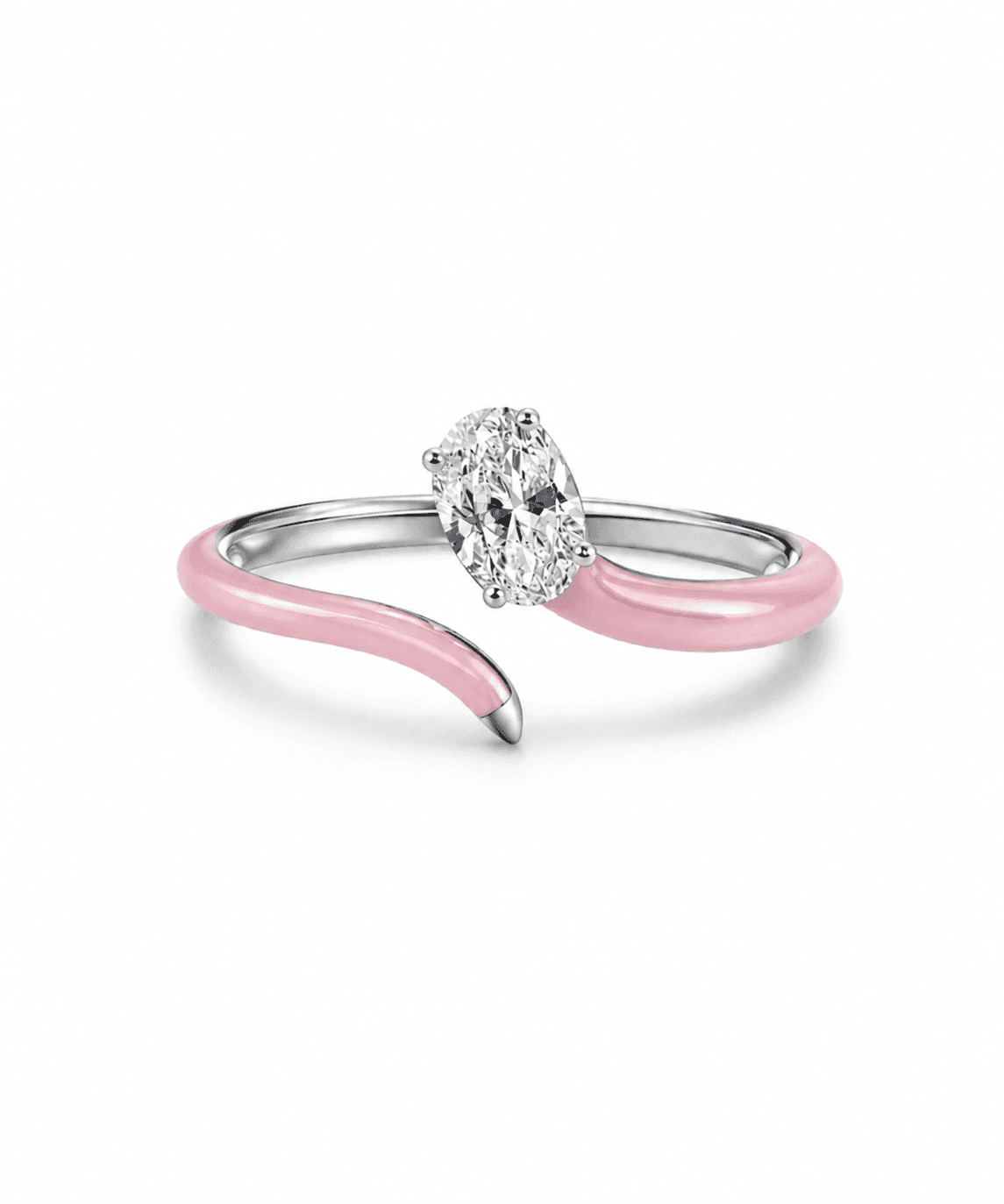 Enamel Oval Solitaire Open Ring
