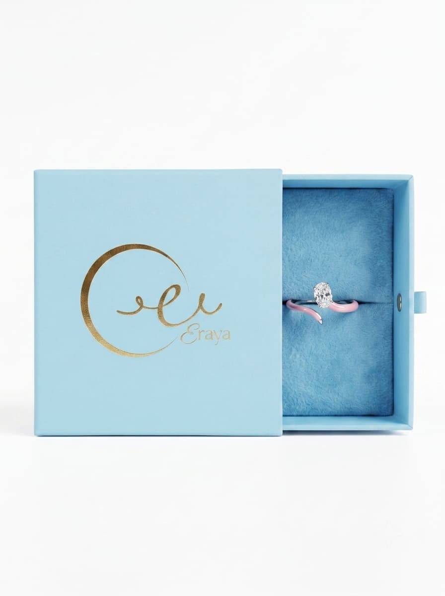 Enamel Oval Solitaire Open Ring thumbnail 3