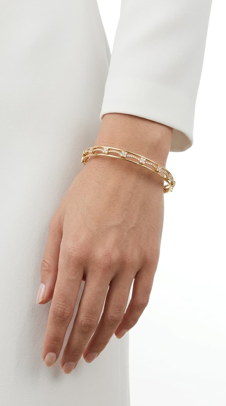 Geometric Zircon Frame Bangles - Single Pc thumbnail 3