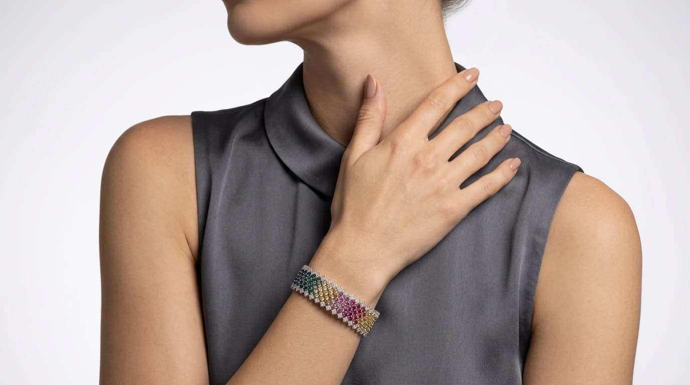 Ombre Multi Row Diamond Statement Bracelet