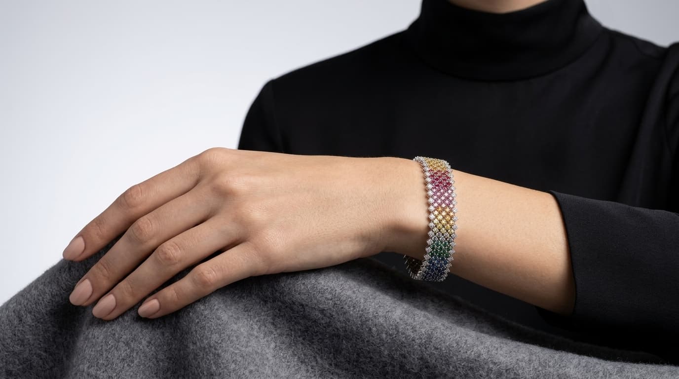 Ombre Multi Row Diamond Statement Bracelet thumbnail 2