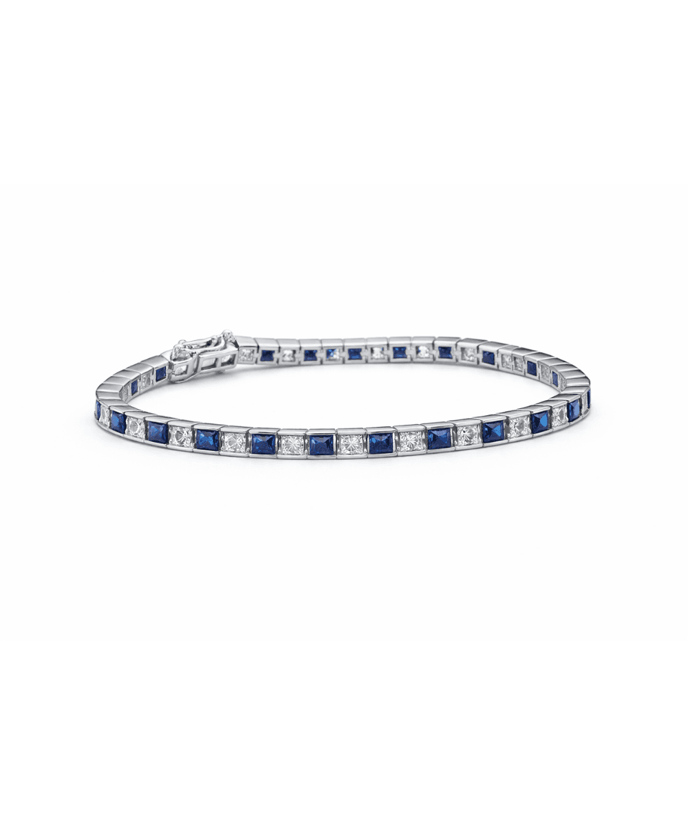 Blue and White Diamond Tennis Bracelet