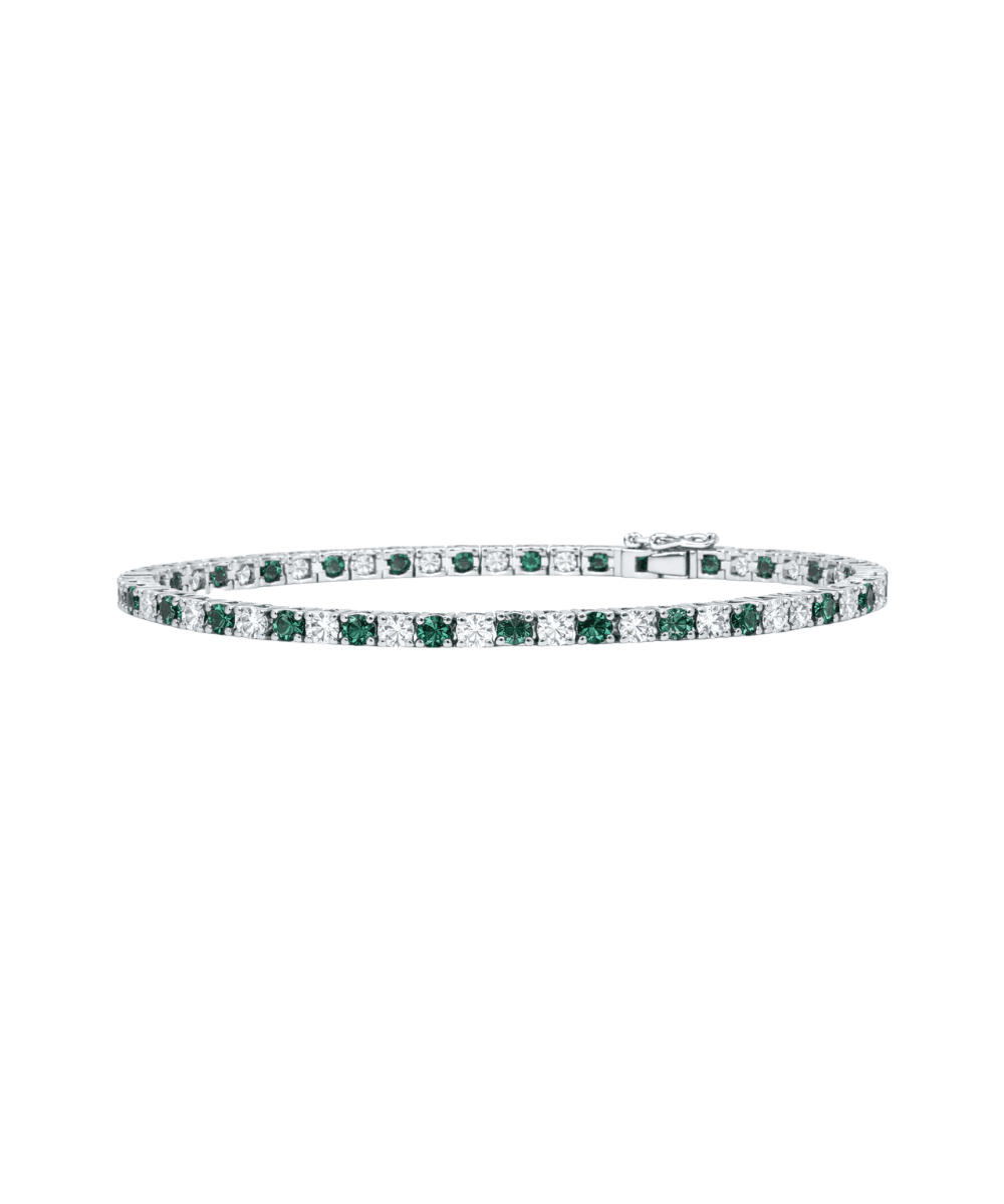 Green and White Diamond Bracelet