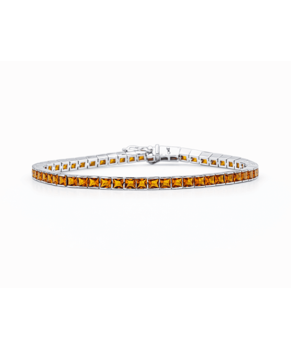 Princess Cut Orange Diamond Bracelet