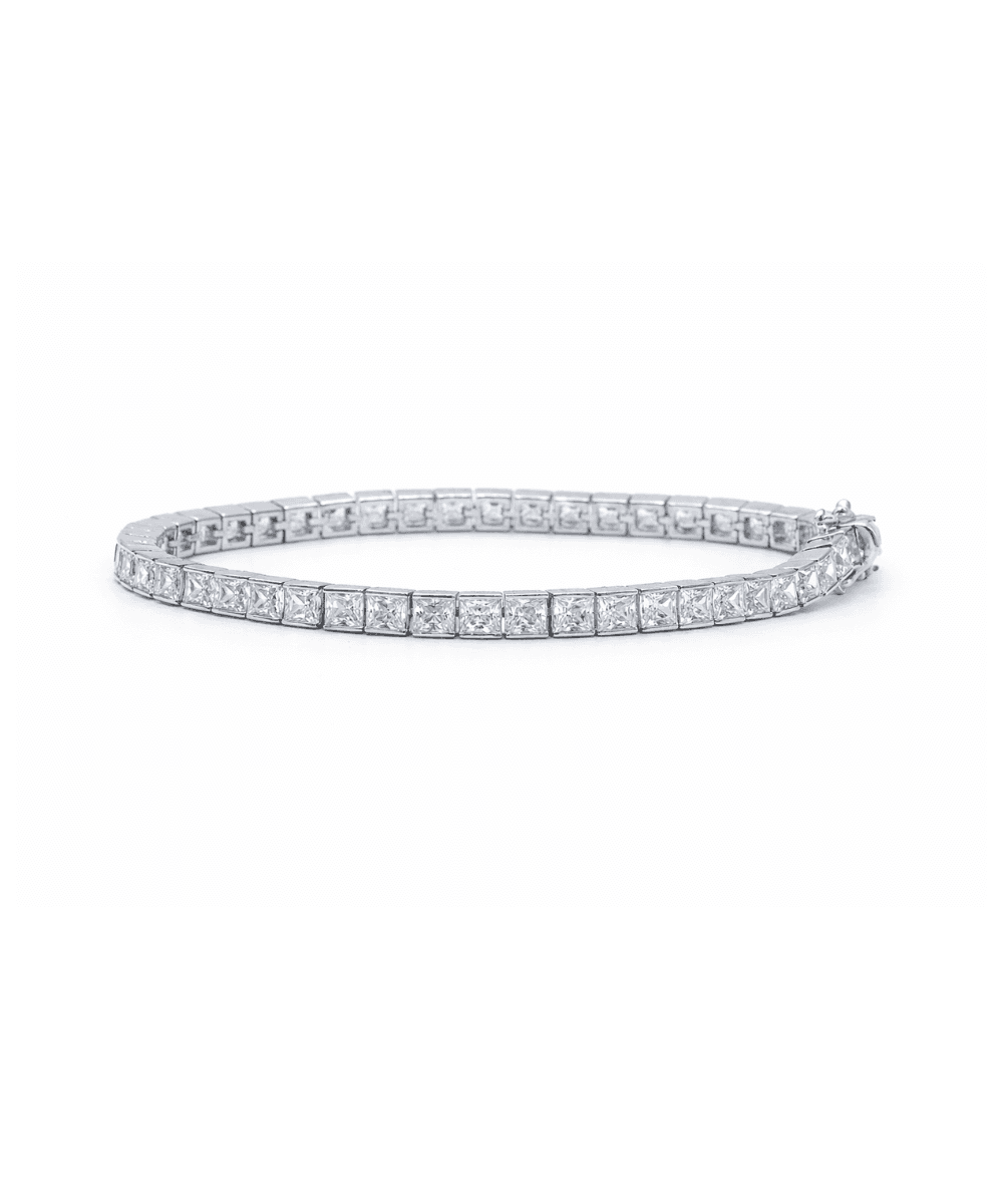 Princess Cut White Diamond Bracelet