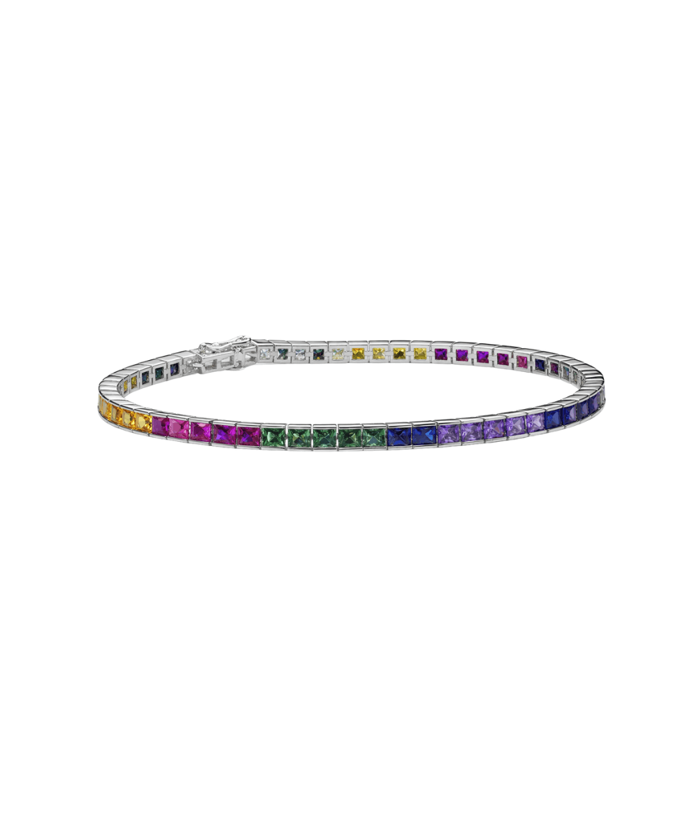 Rainbow Princess Cut Bracelet