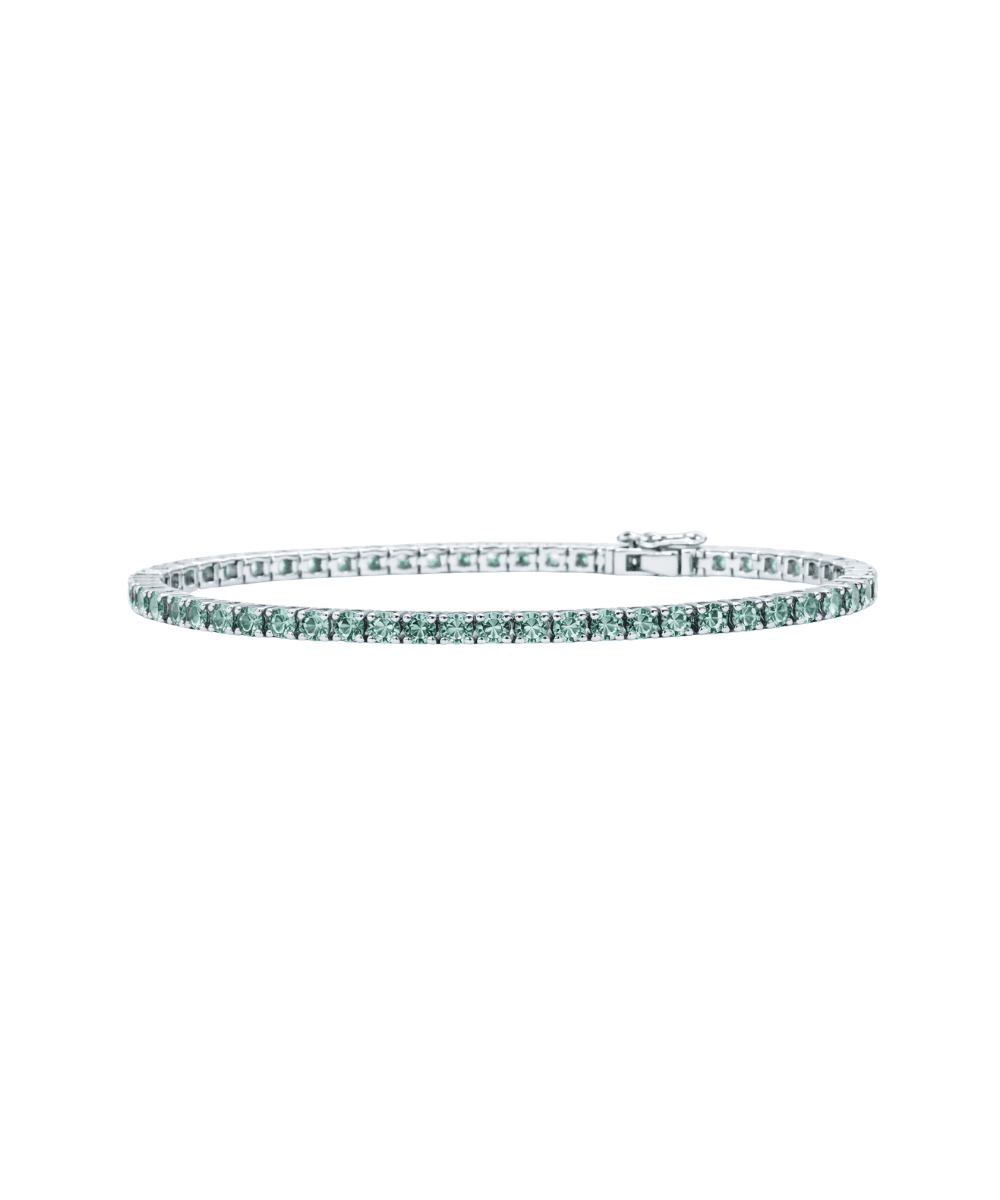 Round Cut Mint Green Tennis Bracelet