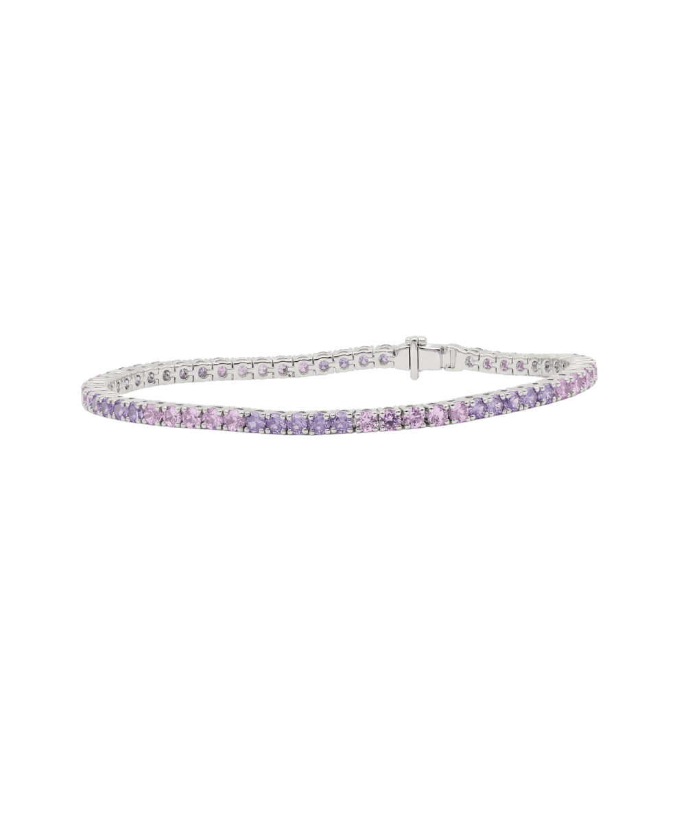 Round Pink and Lavender Stone Bracelet